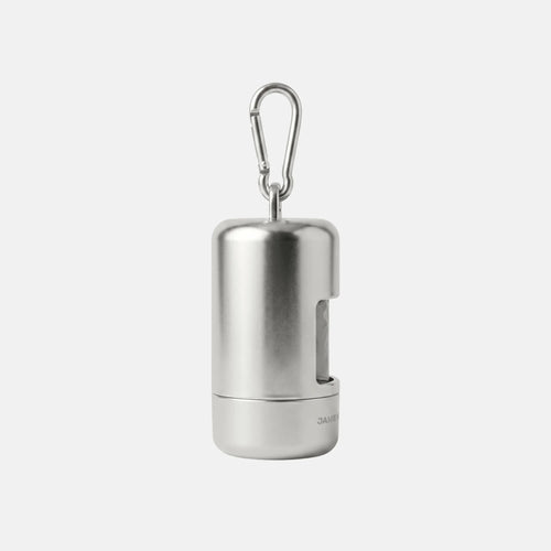 Glint silver poop bag holder with matching silver poop bags by Jamie Dogwear