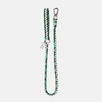 Handmade Strata braided dog lead in fern, featuring green and white paracord by Jamie Dogwear.